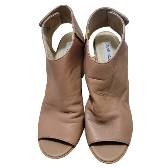 Steve Madden Neutral Leather Peep-toe Pumps - Picture 2 of 6